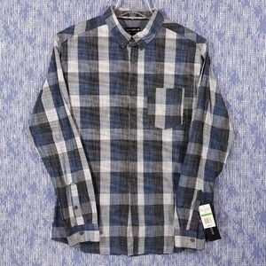 Ocean Current Shirt Mens Large Outdoor Plaid‎ Button Down Cotton Blue Gray NEW